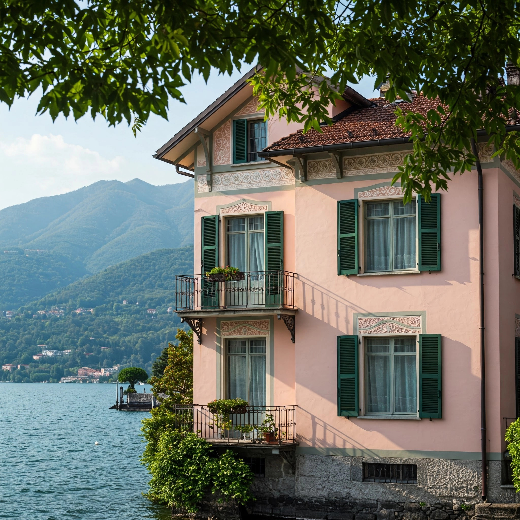 Foto generata con l'IA di una casa al lago